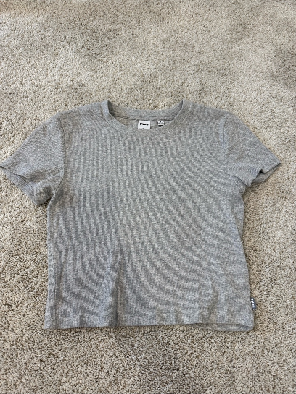 TNA Light Heather Gray Ribbed Crew Tee